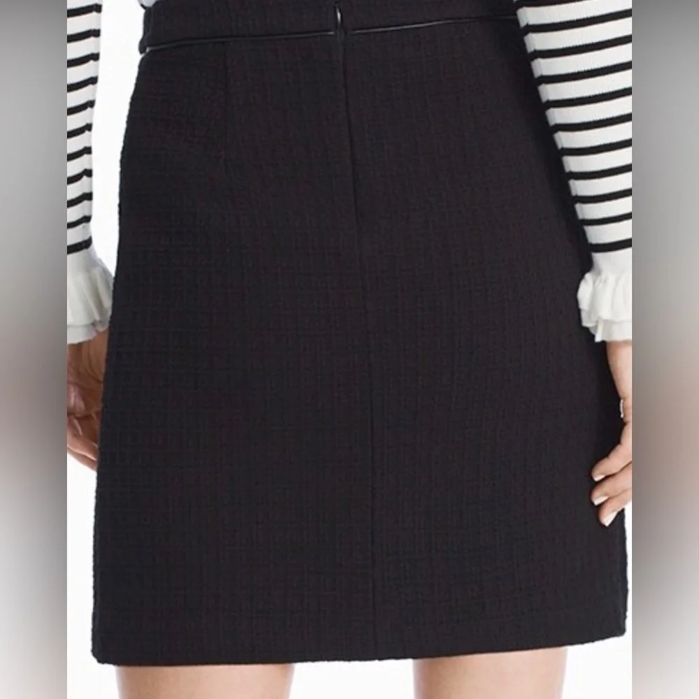 White House Black Market Black Boot Skirt Silver Buttons Cotton Women Size 14